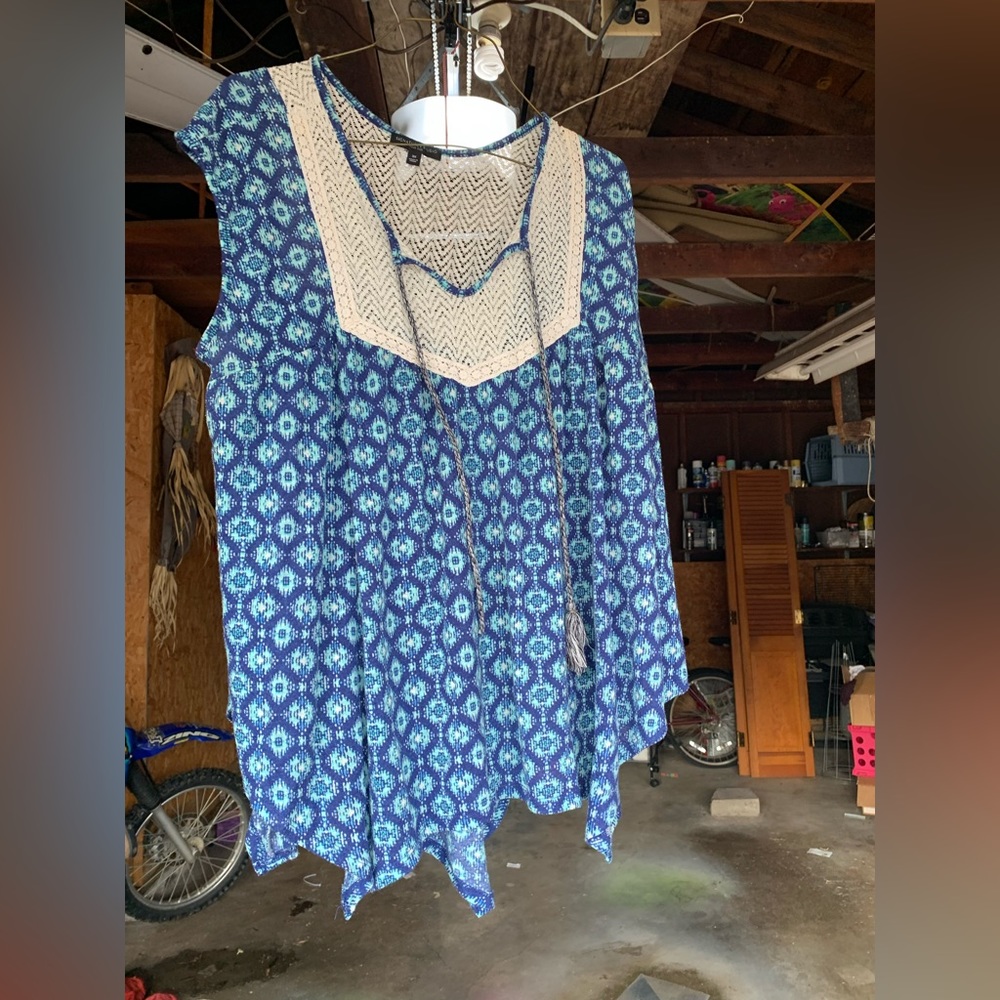 3X blue Blouse